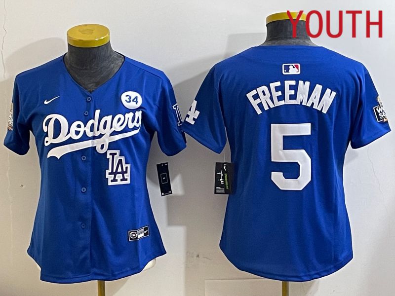 Youth Los Angeles Dodgers #5 Freeman Blue Game 2024 Nike MLB Jersey style 112114